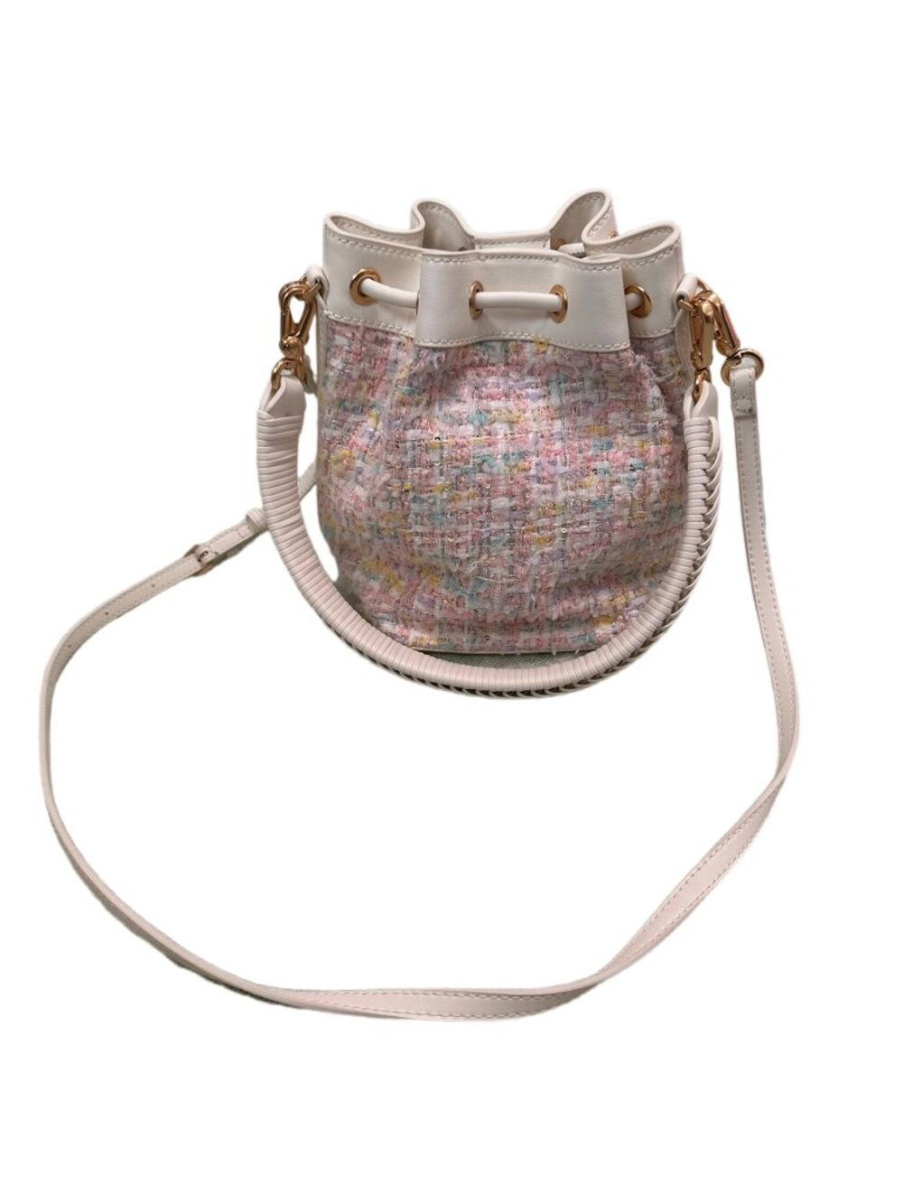 Charles & Keith Tweed Drawstring Bucket Bag - Picture 4 of 9